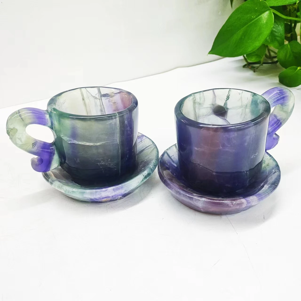 

Натуральный кристалл ручной работы, отличный цвет, религиозный лечебный камень, чашка из флюорита радуги 10 см, красивое украшение для дома, 1...