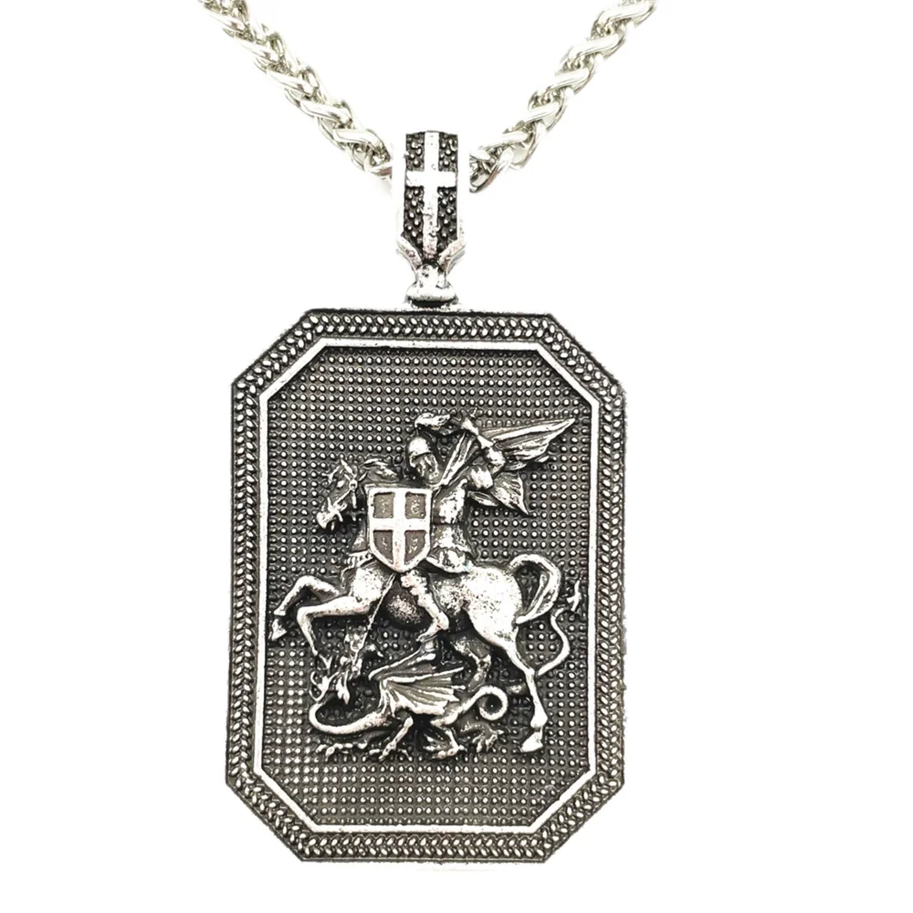 

Nostalgia St. George Protect Me Saint Prayer Religious Pendant Necklace Protection Amulet Talisman Jewelery