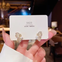 2022 new butterfly hollow pearl earrings womens fashion temperament small zircon stud earrings