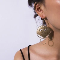 geometric hollow earrings female exaggerated personality stereo face contour ear clip