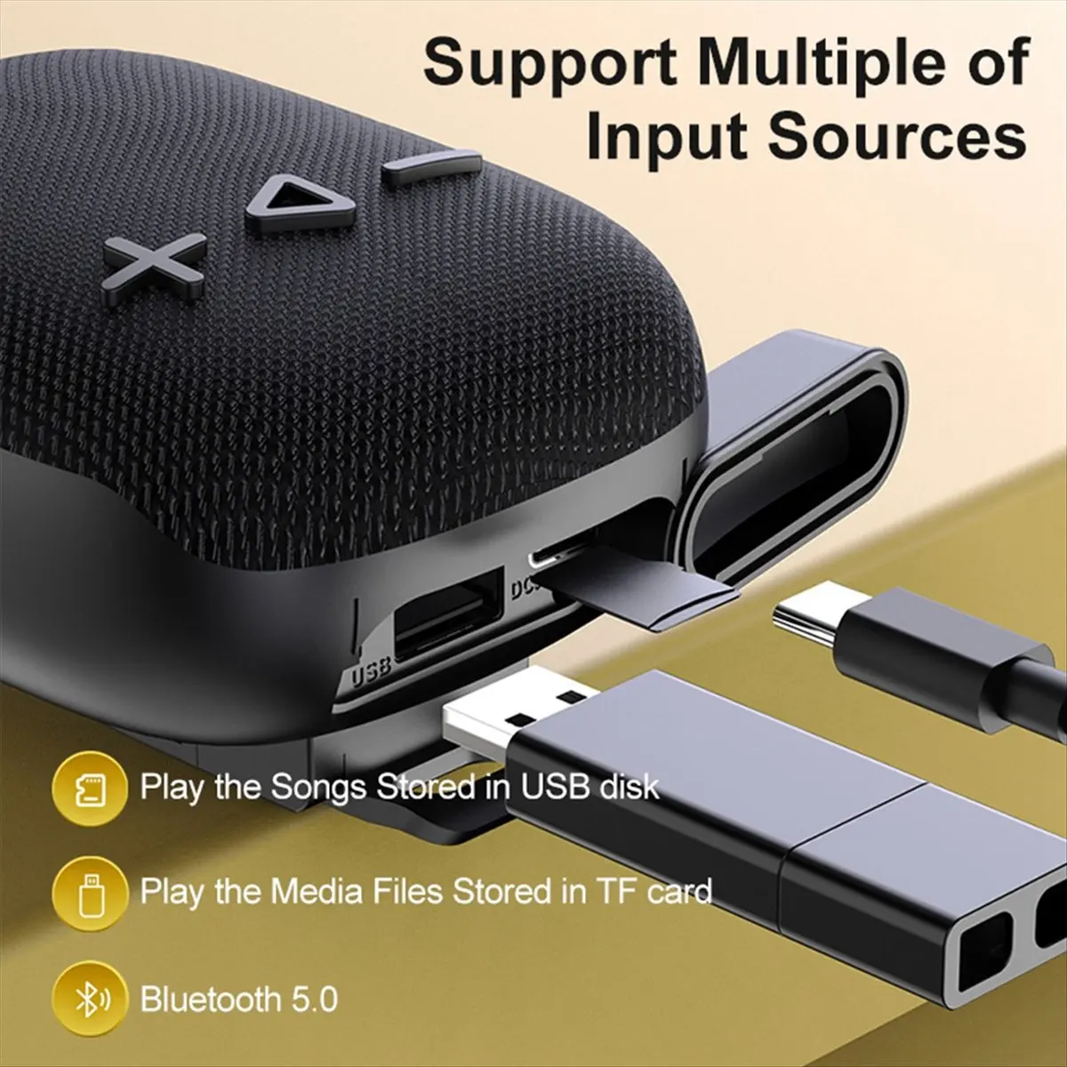 Фото 【AD10~】 Велосипедная колонка, беспроводной Bluetooth-динамик для руля велосипеда, уличный сабвуфер для велопоездок - черный №1