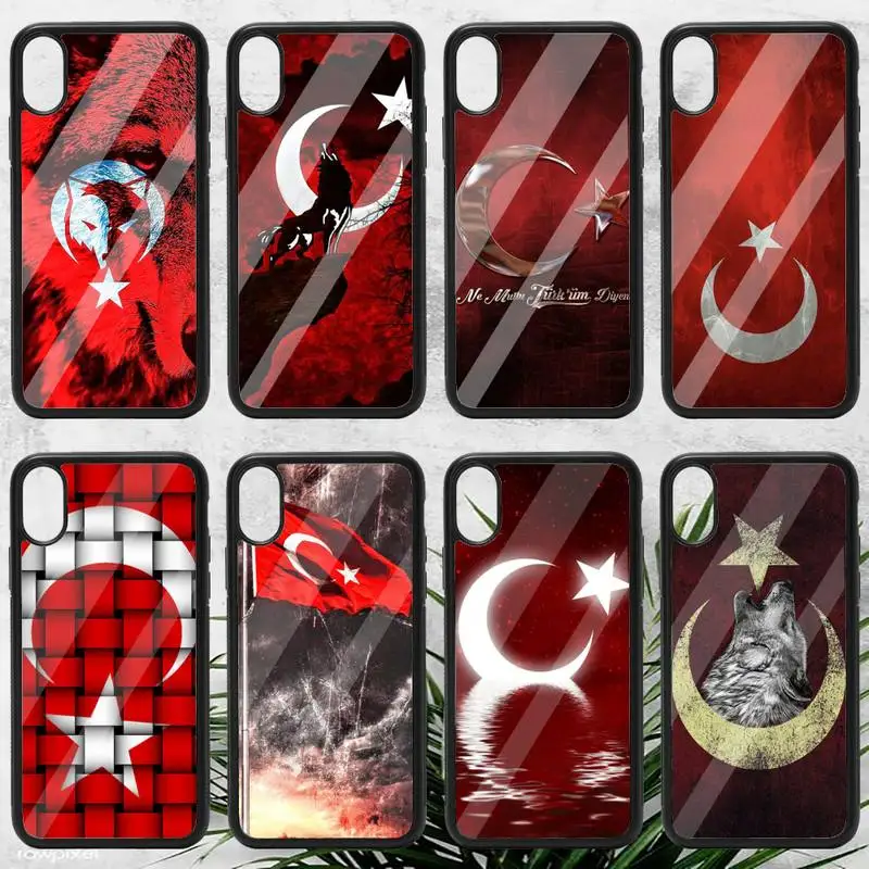 

Turkish flag Wolf map Phone Case PC For iphone 14 11 13 12 x xs xr pro max mini plus Luxury shell funda