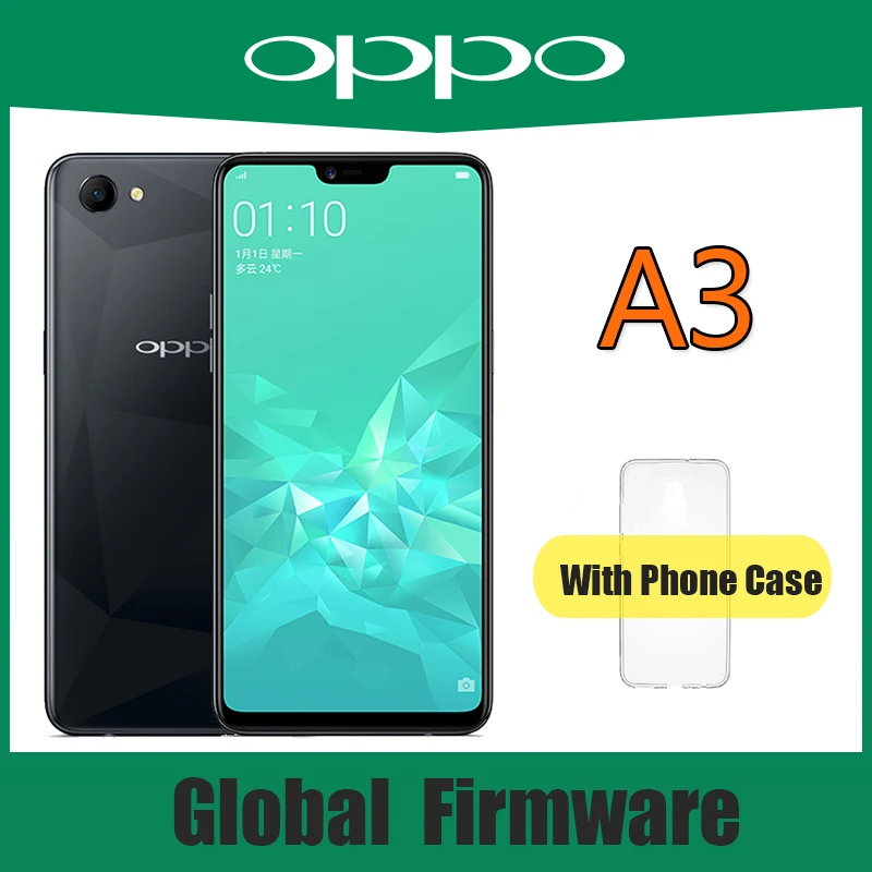 Мобильный телефон OPPO A3 4 Гб + 128 Гб Смартфон 6,2 дюйма MediaTek Helio P60 3400 мАч Android 8,1 (без коробки)