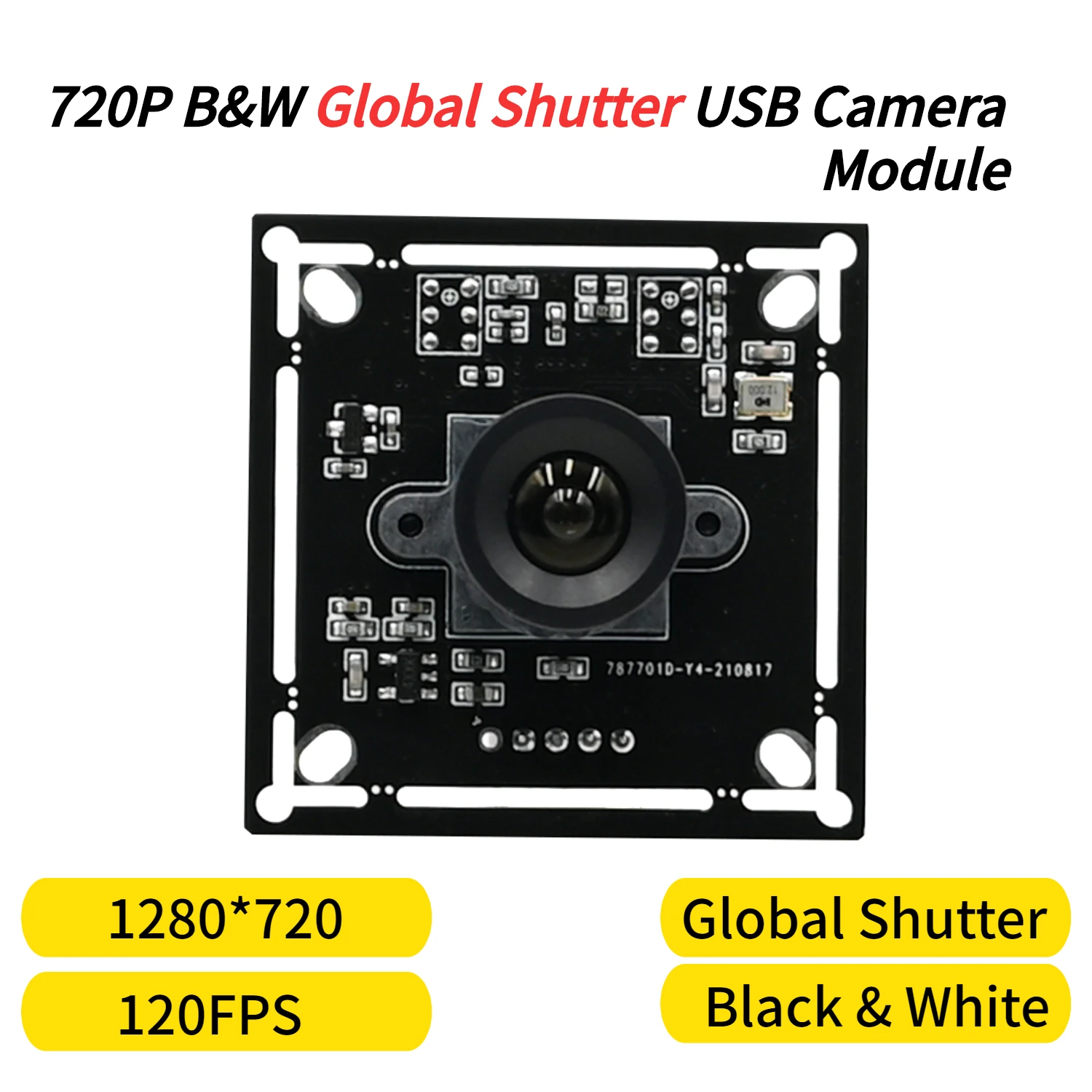 120FPS Global Shutter Camera Module 720P 1MP, OV9281  USB Webcam Monochrome,High Frame Rate Action Capture Windows Raspberry Pi