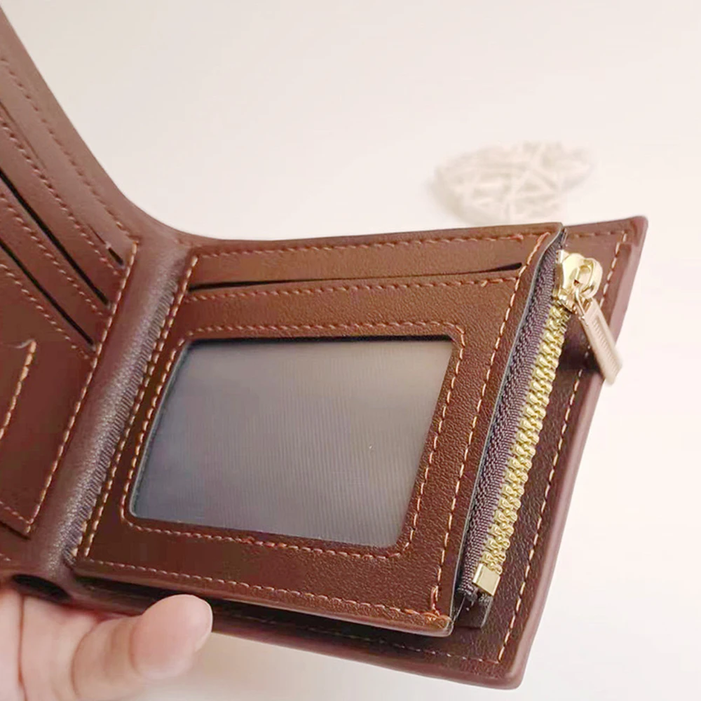 Men's Coin Purse Wallet Fashion Blocking Man Leather Zipper Business Card Holder Money Bag Male