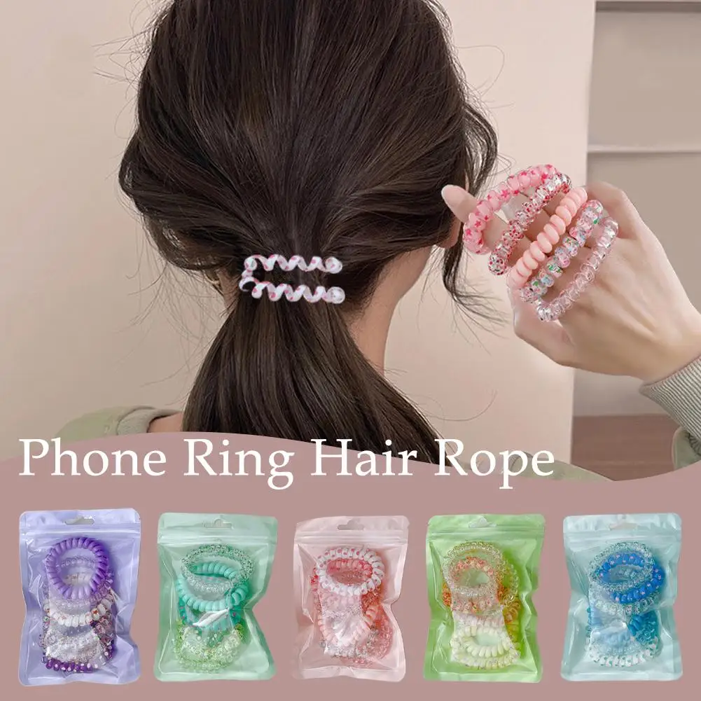 

Summer Girls Hair Rope Candy Color Elastic Telephone Head Cord Women Band Ties Rope Stretch Wire Ponytail Hair Head Band Q1I7