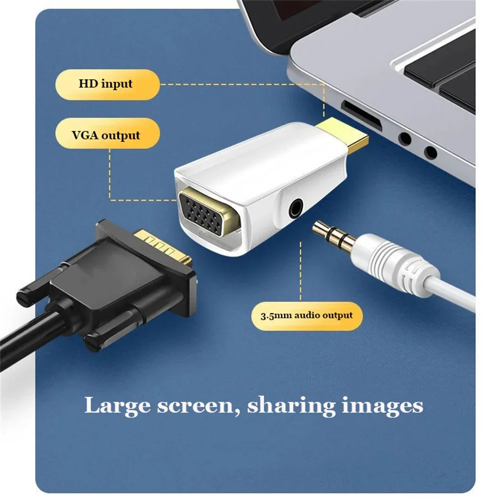 Портативный адаптер HD 1080p HDMI-совместимый к Vga со штекером 3 5 мм аудио Aux