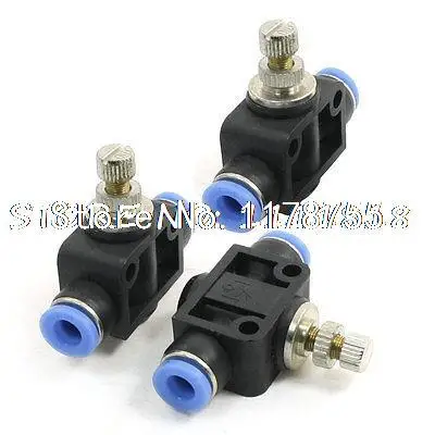 

3Pcs Straight 6mm x 6mm Push In Quick Connector Air Pneumatic Speed Controller