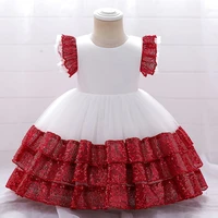 christmas vestidos new 2022 flower girls party dresses flying sleeves princess dresses for baby girl bow evening dress 0 5 years