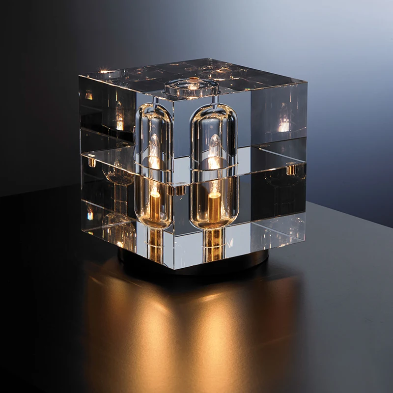 

SANDYHA Modern Luxury Desk Lights Clear Crystal Living Dining Room Art Home Decor Lighting Bedroom Reading Copper Table Lamps