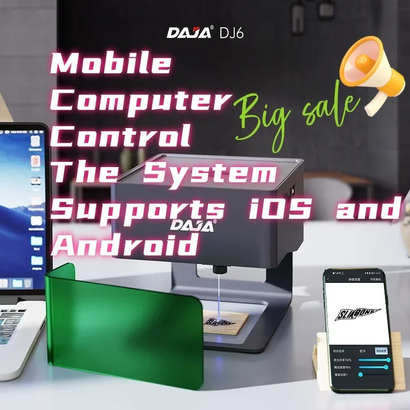 Настольный прочный лазерный гравировальный станок DAJA DJ6 мощностью 3 Вт