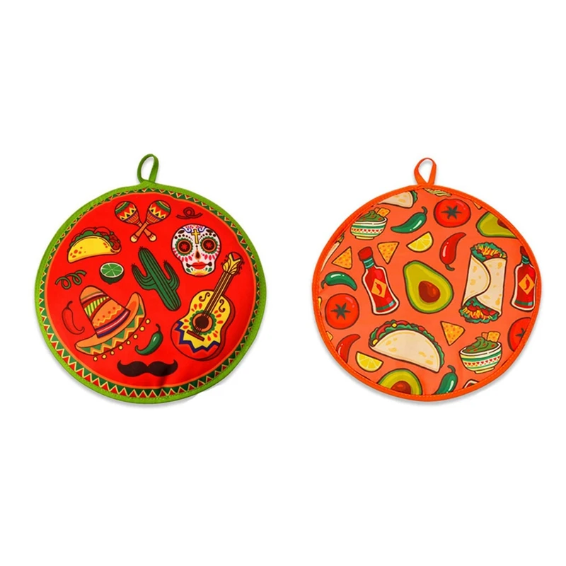 

2 Pcs 12Inch Cloth Bag For Burrito,Portable Tortilla Warmer Pouch Home For Microwave Restaurant Food Pancake, A & B