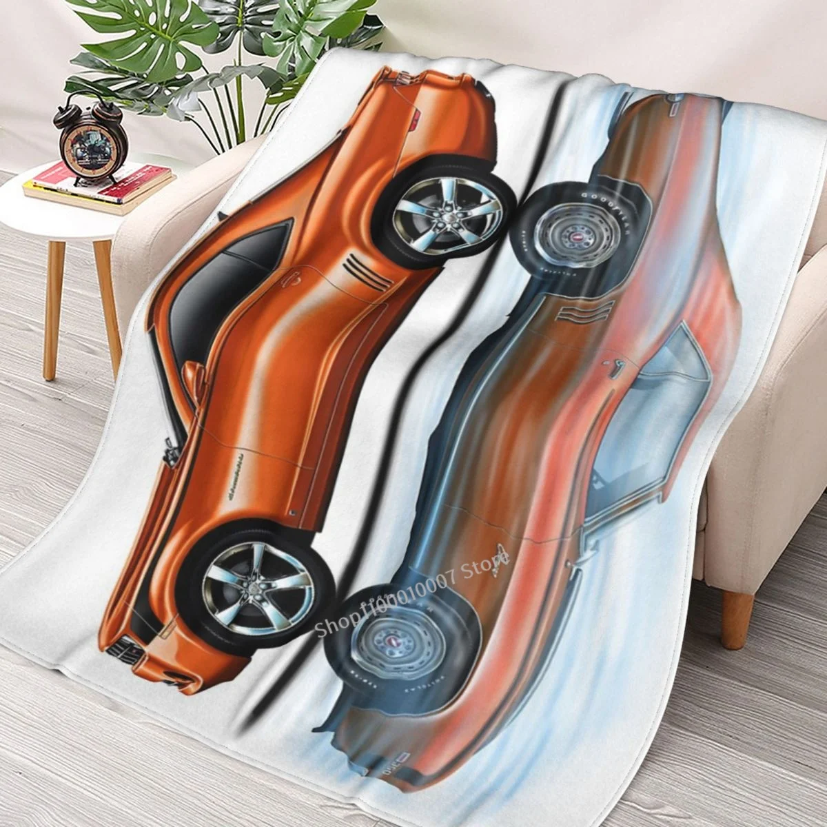 

Camaro New Refecting Old In Water Inferno Orange Throw Blanket printed sofa bedroom decorative blanket children adult Christmas
