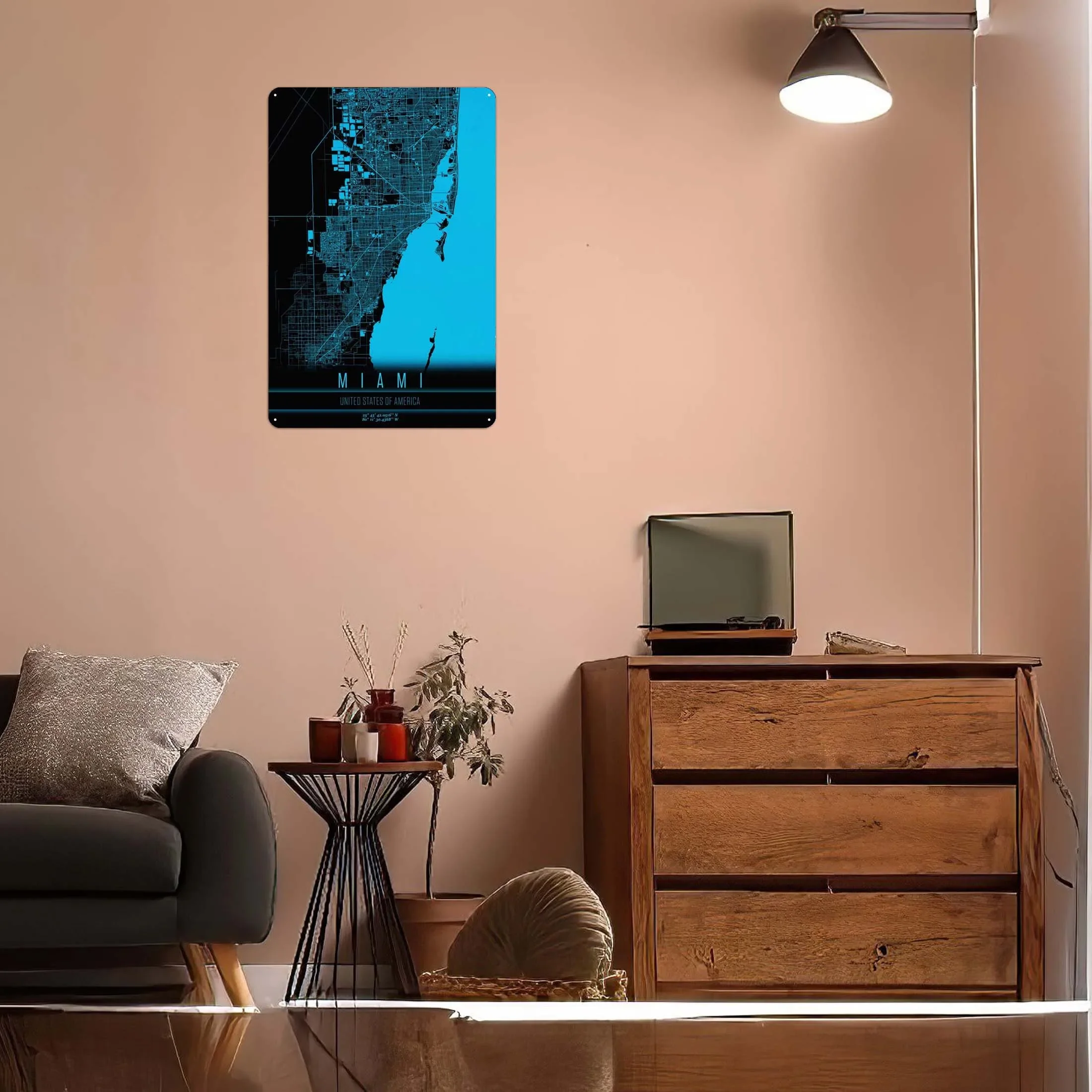 Майами Флорида США жестяная карта знак настенный художественный Декор игровая