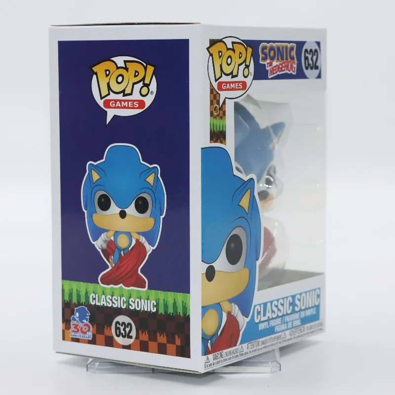 Фото Оригинальная фигурка FUNKO POP Sonic The Hedgehog Classic Sonic 632, игрушки для мальчиков и девочек, подарок, коллекционная модель, украшения №2