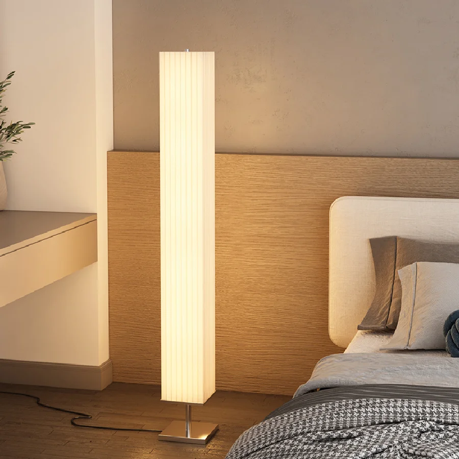 

Nordic Minimalist Fabric Shade Led Floor Lamp Modern Living Room Bedroom Home Decor Sofa Corner Standing Light Bedside Lamp