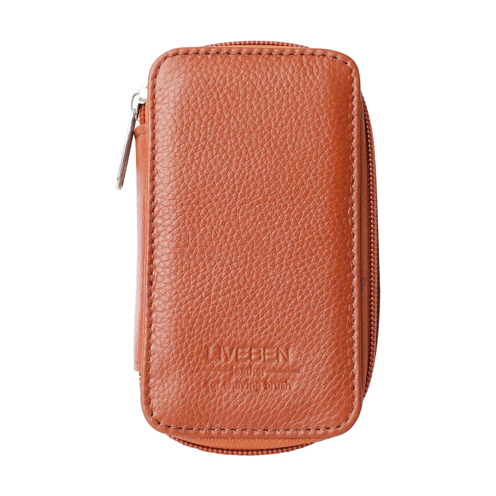 LIVEBEN Настоящая кожа двойного лезвия безопасное бритье машинка Застежкой-молнией Путешественный чехол Набор для влажного бритья Подарки для мужа Travele на.