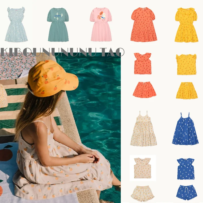 

KIBOUNUNUNU TAO 2022TC spring and summer children's dress casual vest short skirt suit girls shirt T-shirt top shorts