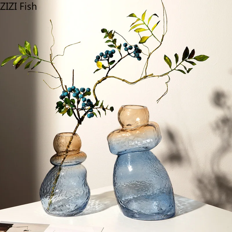 

Abstract Gourd Glass Vase Transparent Hydroponic Flower Pots Decorative Flower Arrangement Desk Decoration Vases Modern Decor