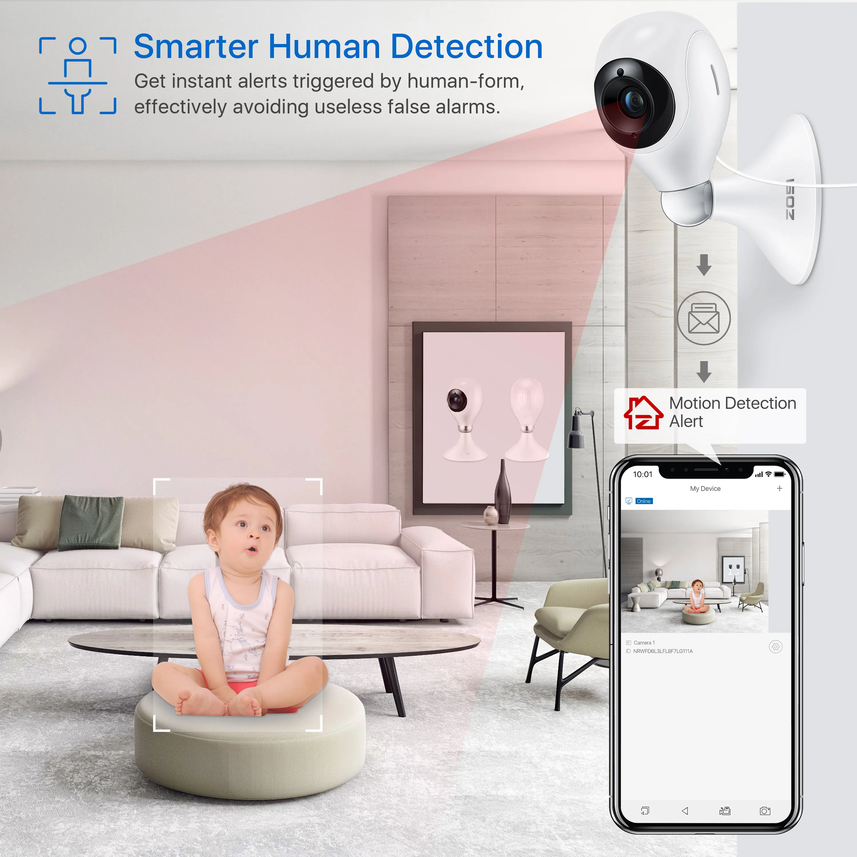 OSI Wi-Fi IP-камера 1080p 2MP Крытый AI Обнаружение человека 2-стороннее аудио Ночное