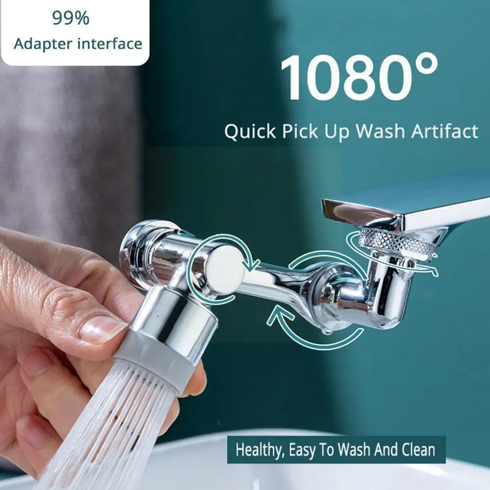

Universal 1080° Rotary Mechanical Arm Faucet Extender Splash Filter Faucet Kitchen Bathroom Part