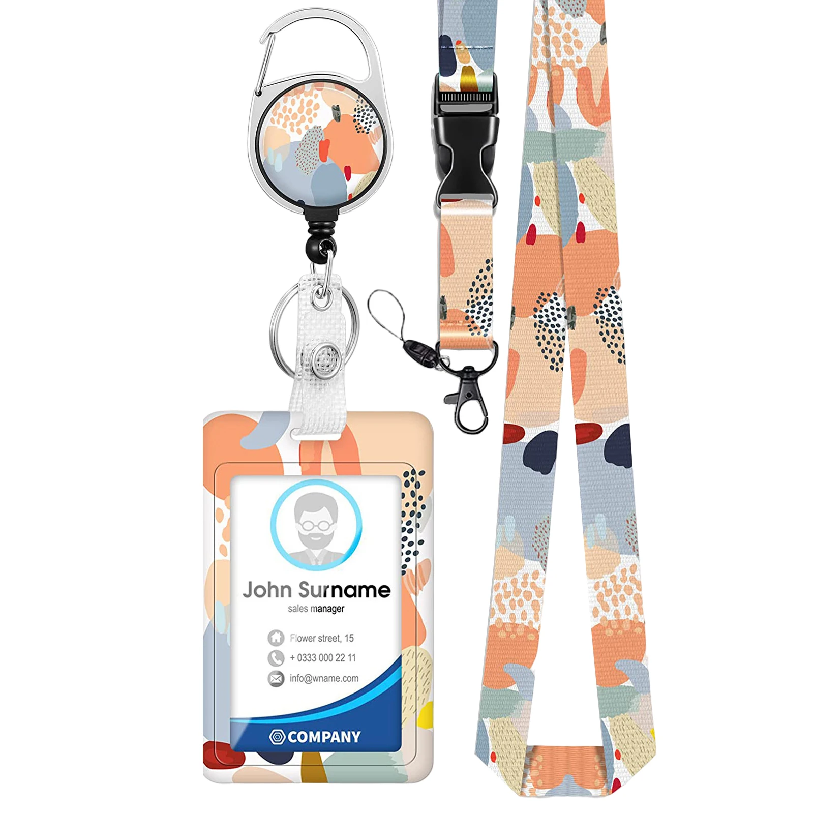 

For Teacher Student Vertical Keychain Card Protector Nurse Swivel Belt Clip Detachable Lanyards Doctor Painting ID Badge Holder