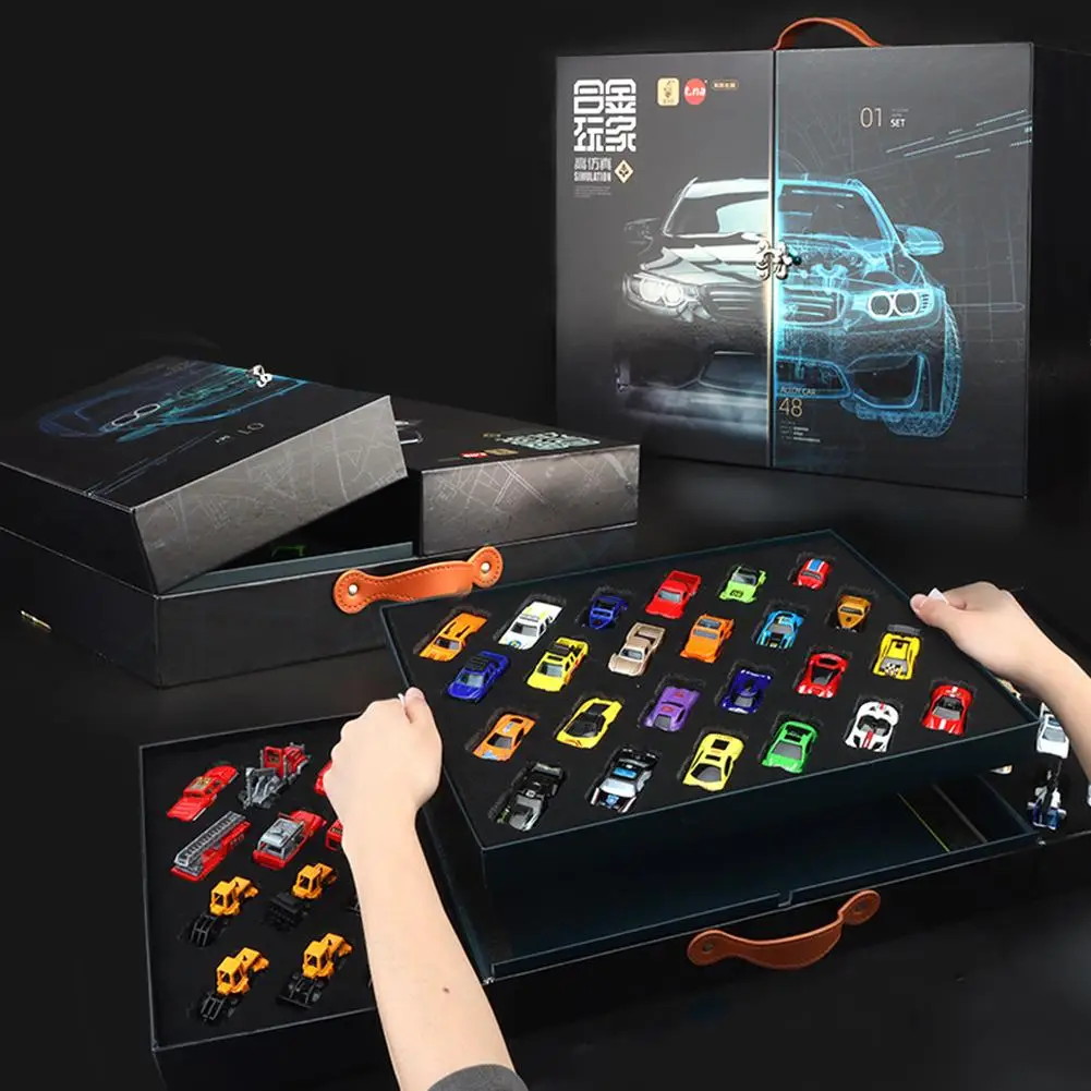 

48pcs 1:64 Alloy Car Model Toys With Parking Scene Children Engineering Vehicle Model Ornaments For Boys Gifts