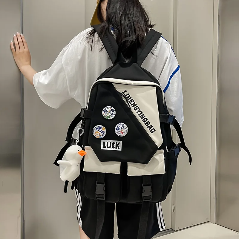 

Dropshipping ins contrast school bags for boys female large capacity primary school backpacks girls' school backpack