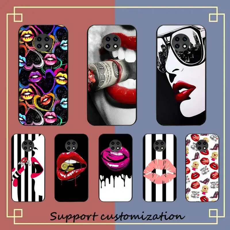 

Abstract red lips Phone Case For Xiaomi Redmi Note 8A 7 5 Note 8pro 8T 9Pro TPU Coque for note 6pro
