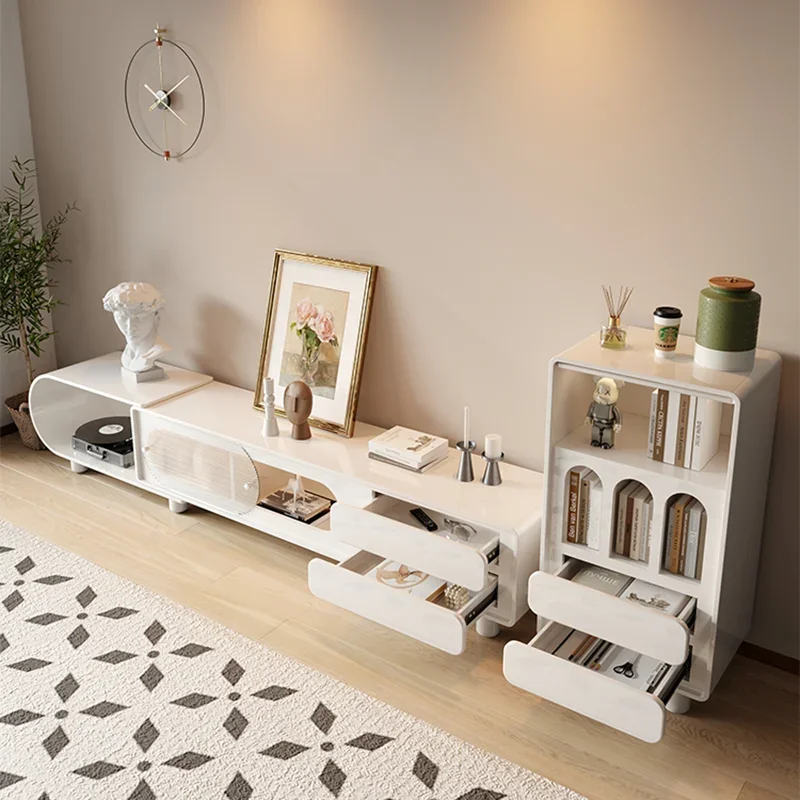 Стеклянная подставка для телевизора гостиной вертикальная белая роскошная