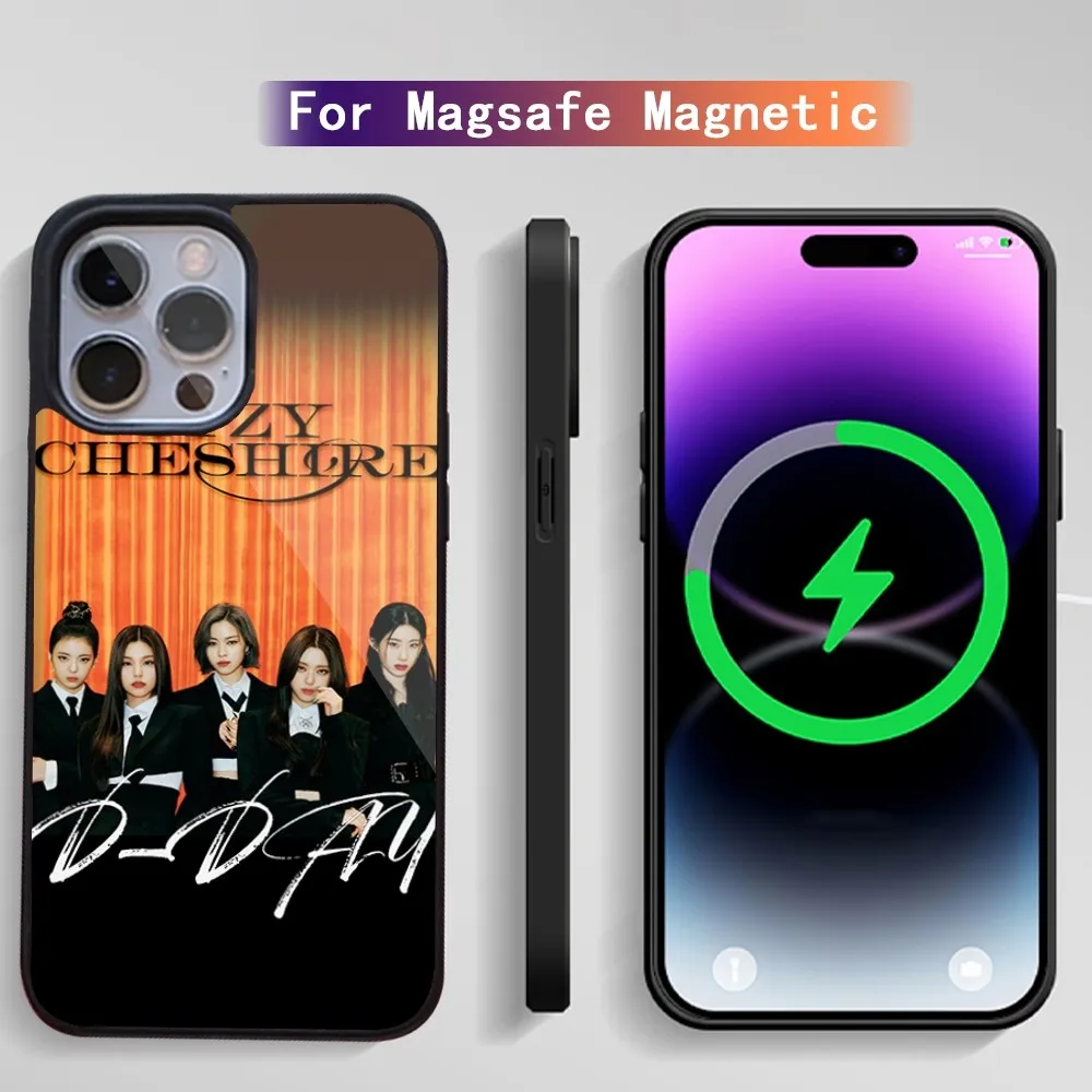 ITZY Чеширский Kpop чехол для телефона iPhone 15 14 13 12 11 Plus Pro Max Magsafe Магнитная