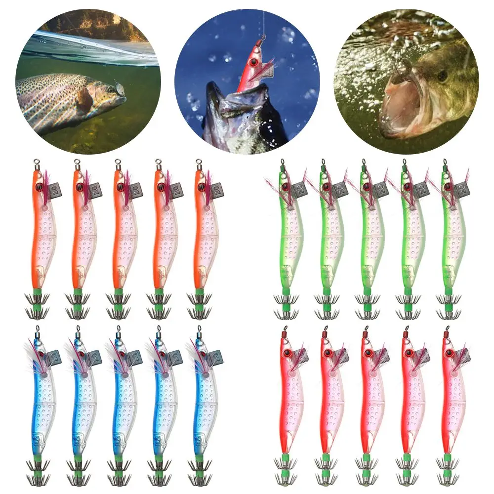 

5Pcs Umbrella Hook Bionic Shrimp Squid Bait Jigs Fishing Octopus Cuttlefish Hook Artificial Bait Jigging Lure Fishing Tackle