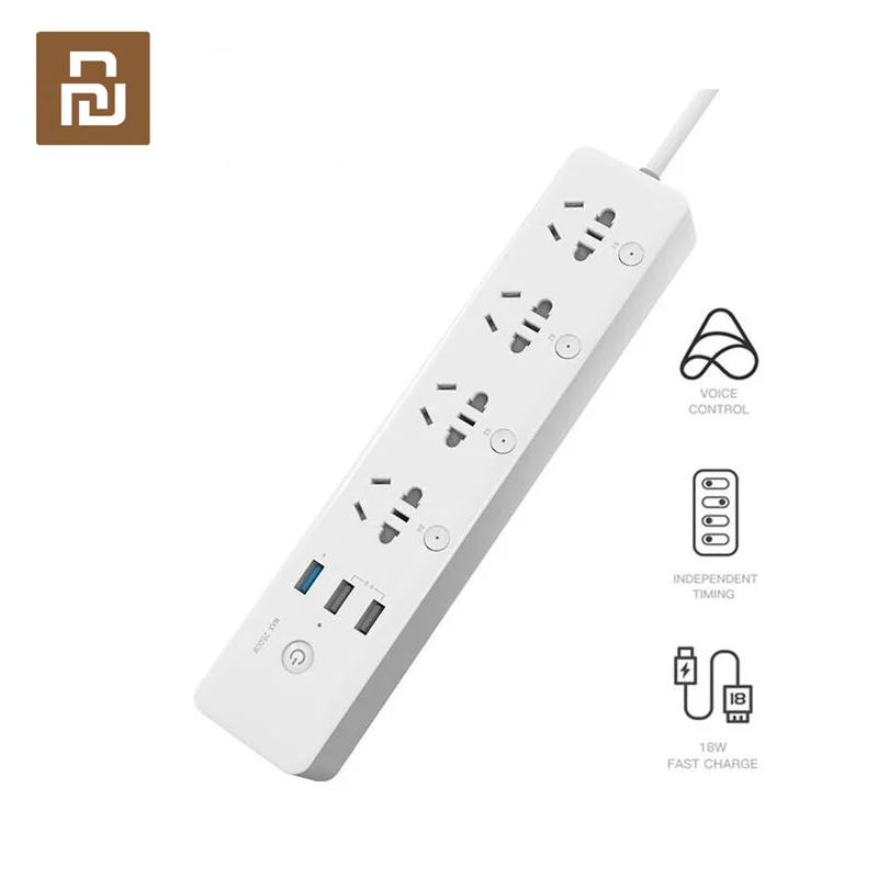 

Умный удлинитель Youpin Gosund CP5, Wi-Fi, голосовое управление, дистанционное управление через приложение Mijia, таймерный выключатель с 4 розетками и 3 ...
