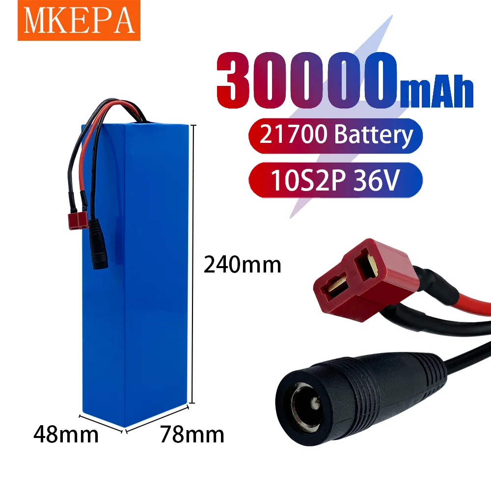 

NEW 36V 30A 21700 Lithium Battery pack 10S2P 30000mAh 500W high power electric bicycle battery 36V eBike Battery