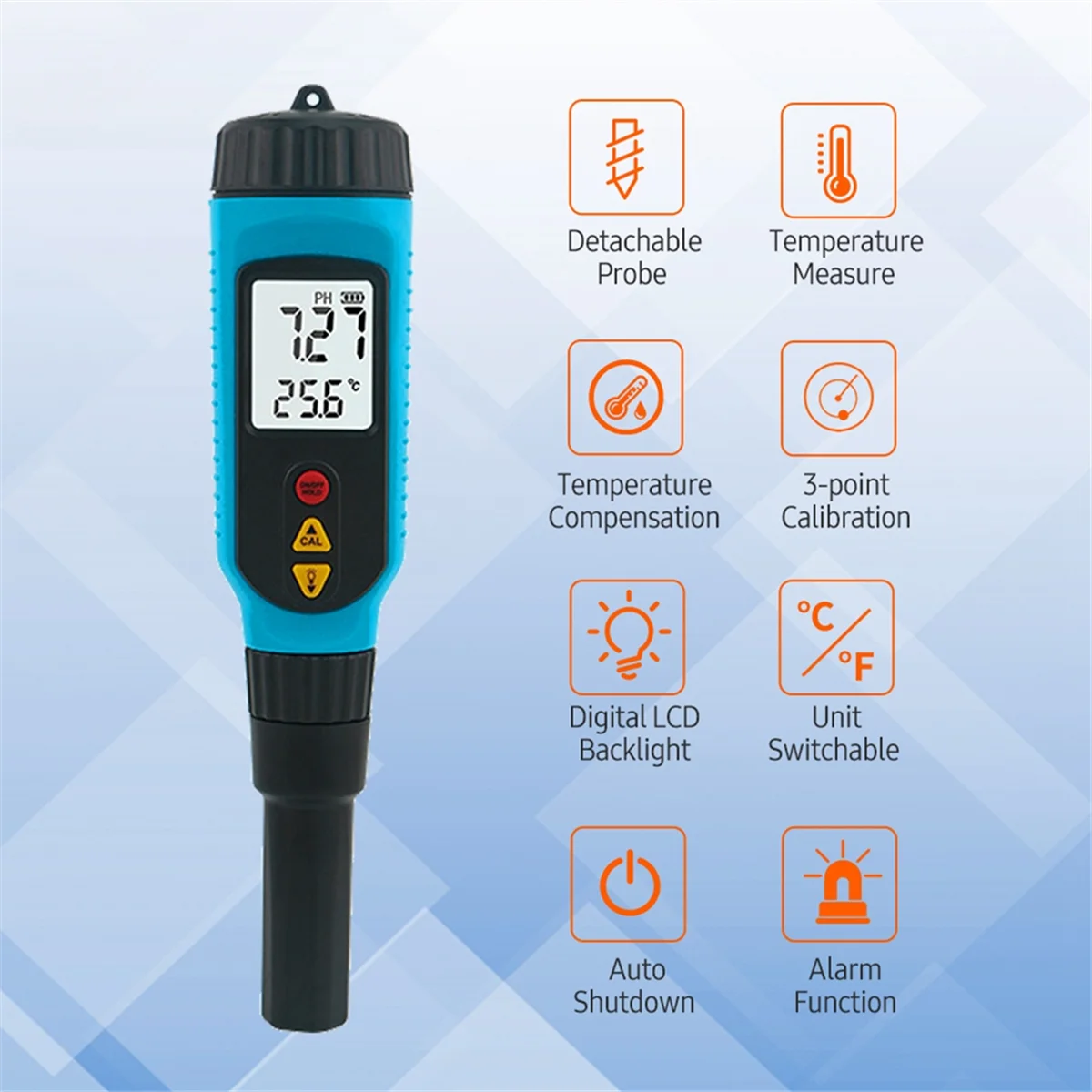 

PH818M PH Meter for Food Processing 2 in 1 Food PH Tester Solution Temperature Meter LCD Backlight Digital Probe