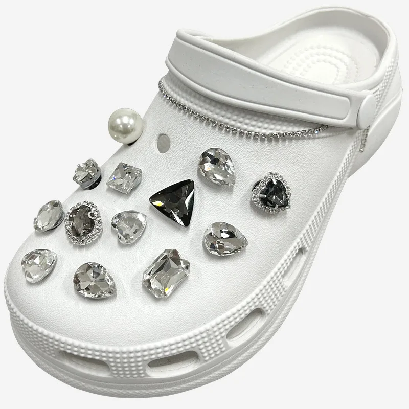 New Style Rhinestones croc charms shoe decoration diamond chain designe woman girl gifts fit Wholesale