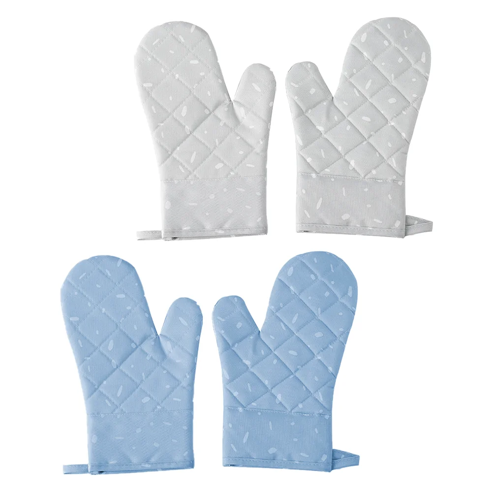 

2 Pairs Home Microwave Oven Mitts Barbecue Heat-Resistant