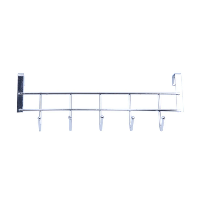 

3X 5 Hooks Over Door Home Bathroom Kitchen Coat Towel Loop Hanger Rack Holder Shelf,Silver