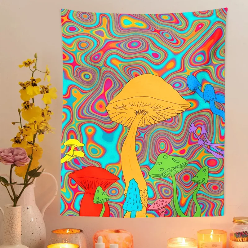 

Psychedelic Mushroom Indian Mandala Tapestry Wall Hanging Bohemian Gypsy Psychedelic Tapiz Witchcraft Tapestry Dorm Room Decor