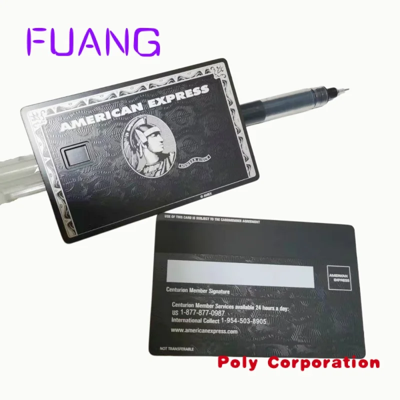 Laser Engraving Matte Black Gold Membership Amex Card Printing Metal Blank Visa Credit Card with Package