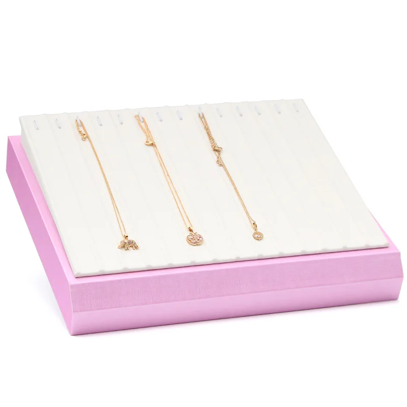 11 Stlye Luxury Pink White PU Leather Necklace Ring Earring Holder Jewelry Tray Series Jewelry Disply Jewellery Organizer Box