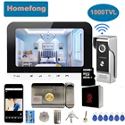 Видеодомофон Homefong, 7 дюймов, Wi-Fi, беспроводной дверной звонок с монитором, дистанционное управление, RFID разблокировка, HD, поддержка мобильного приложения