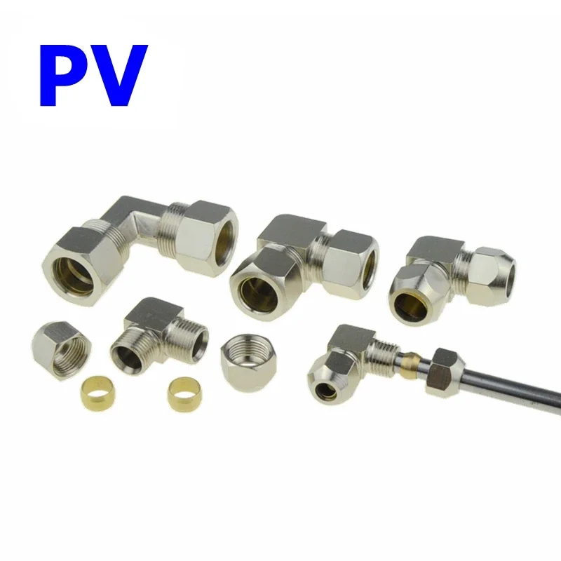 

Медный латунный никелированный Компрессионный фитинг для труб 4 6 8 10 12 14 16 мм, медные соединения, блокировка гайки