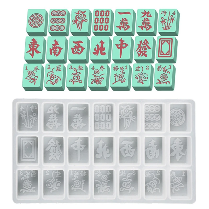 

Chinese Mahjong Silicone Fondant Cake Mold Sugar craft Chocolate Baking 918F