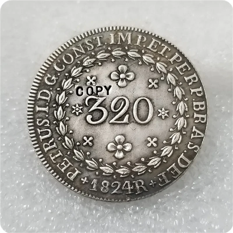 1824 Бразилия 320 Reis КОПИЯ МОНЕТА Карманные монеты для вызова Рождественские