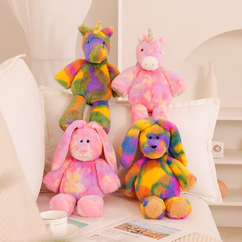 

Creative Rainbow Colorful Unicorn Bear Rabbit Plush Toy Cute Stuffed Animals Bears Bunny Plushies Doll Anime Soft Kids Toys