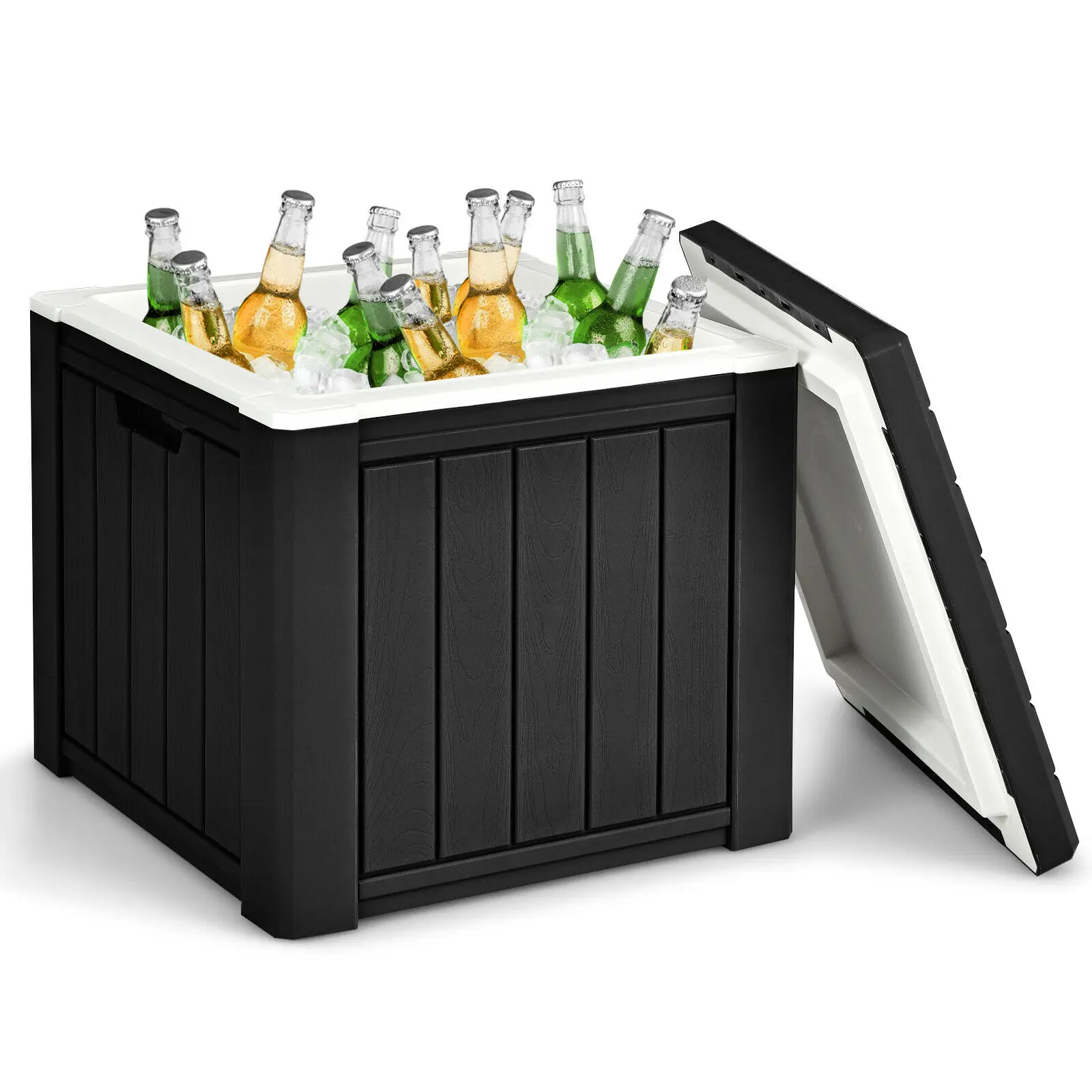 

Patiojoy Patio 10 Gallon Ice Cube Cooler Box Table Stool Storage W/Handle NP10312