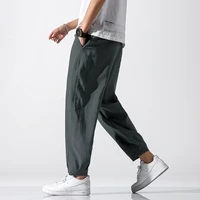 2022 new summer men thin section sports casual elastic waist trousers waist trousers youth trend all match running sports pants