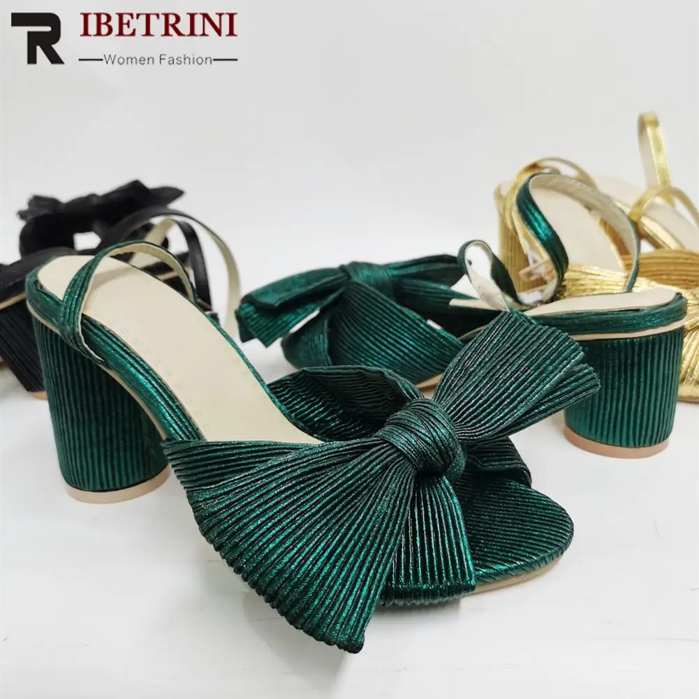 ankle strap sandals for women bow knot open toe wedding shoes hot sale 2022 summer brand new chunky heel elegant luxury comfy free global shipping