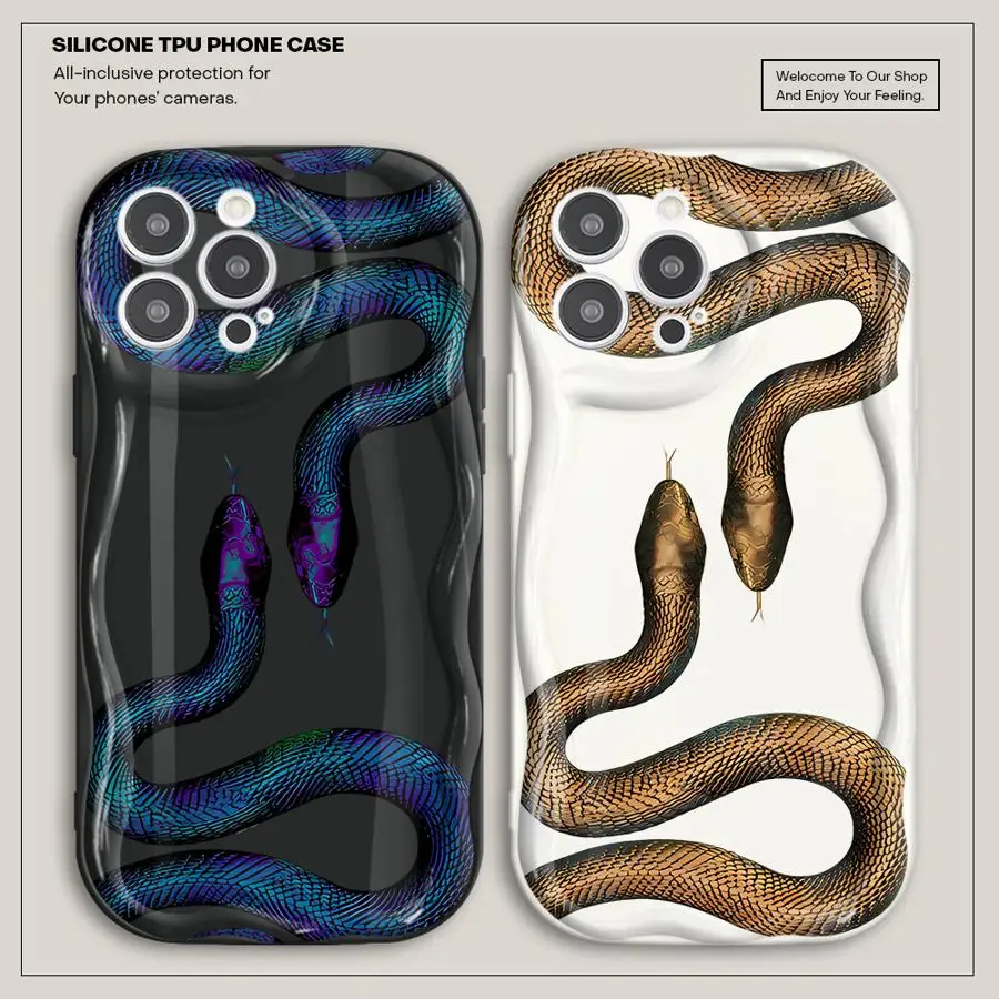 Snake Rose Skull Blvck Phone Case for Apple iPhone 12 Pro 13 Mini XR 15 16 ProMax 14 Plus SE XS Max 11 8 7 Silicone Cover